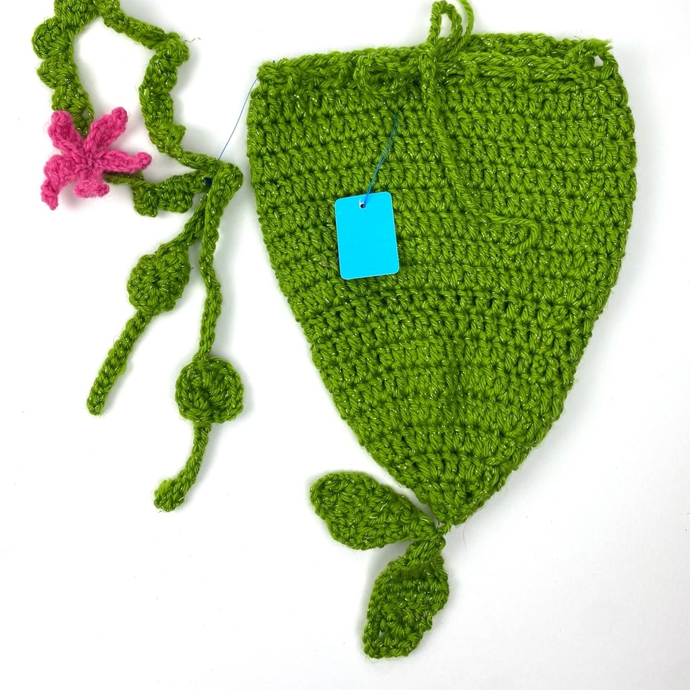 Little Pea in a pod knit costume mermaid flower child baby photo shoot